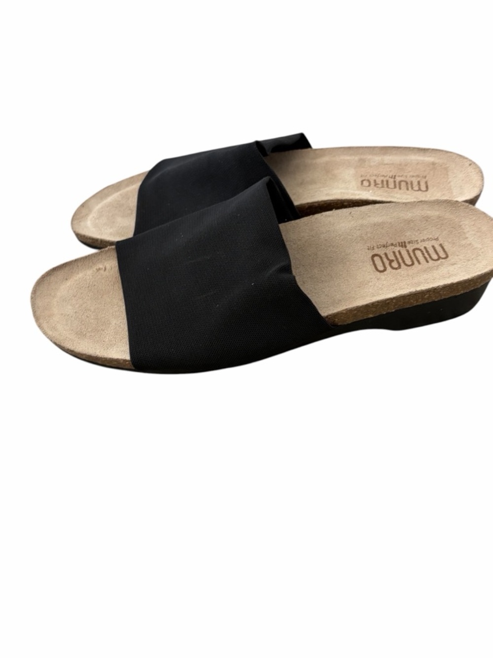 Munro Black Slide Sandals with Cushioned Footbed Size 9N - Picture 2 of 4